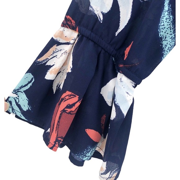 United Colors of Benetton Womens Size Small Floral Printed Bell Sleeve Dress - Picture 7 of 9